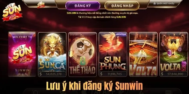 Những điểm cần chú ý khi đăng ký Sunwin