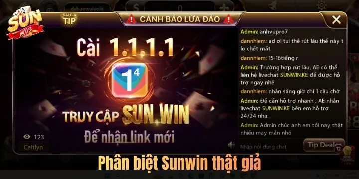 Cách phân biệt Sun win thật giả tránh bẫy lừa đảo