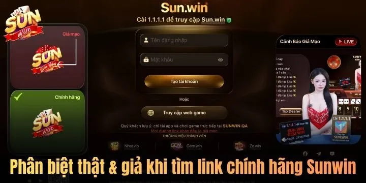 Sự khác biệt của link chính hãng & giả mạo Sunwin