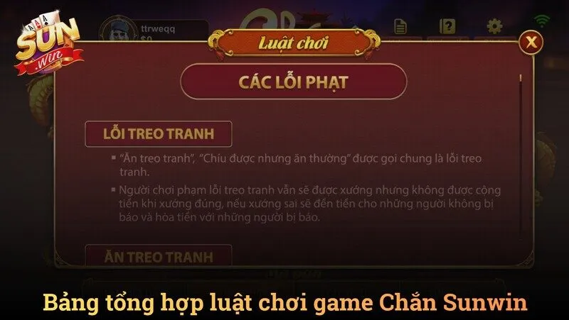 Bảng tổng hợp các luật ù chính thức tại Chắn Sunwin