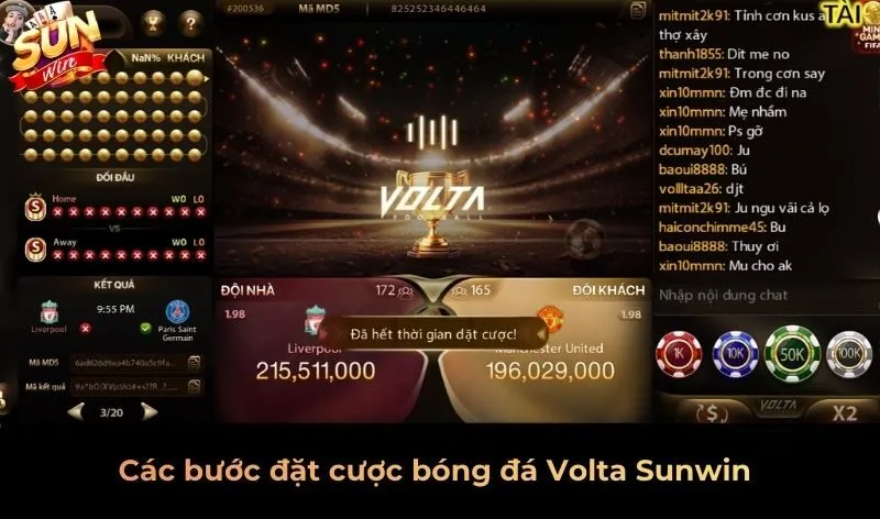 Các bước đặt cược bóng đá Volta Sunwin