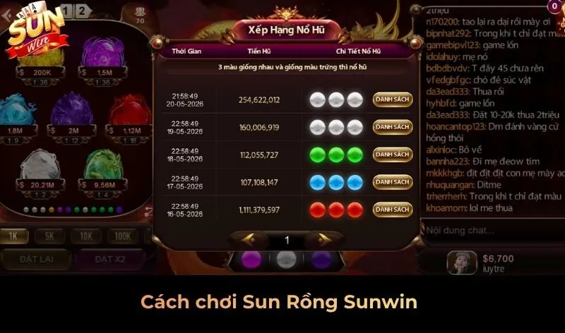Cách chơi Sun Rồng Sunwin chi tiết