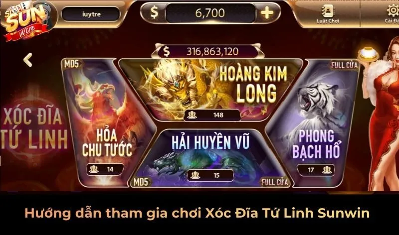 Hướng dẫn tham gia chơi Xóc Đĩa Tứ Linh Sunwin