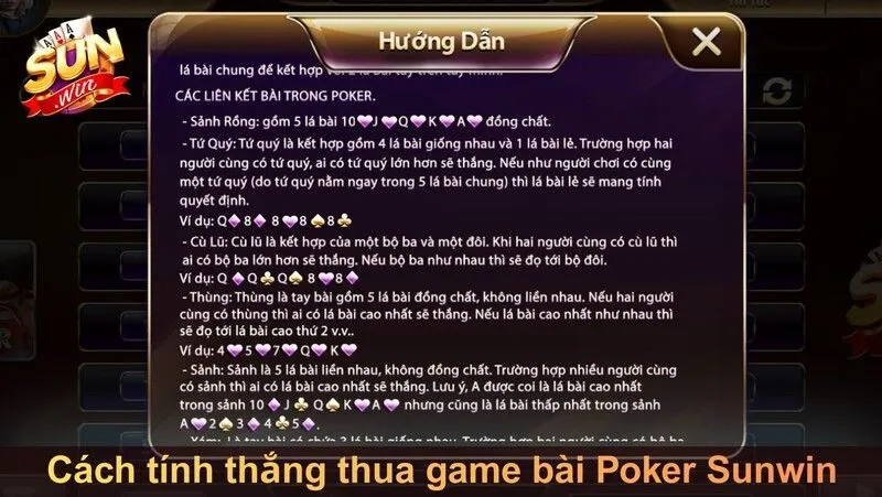 Cách tính thắng thua và vòng cược Poker Sunwin