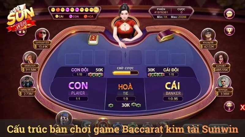 Bản đồ cấu trúc và khu vực đặt cược Baccarat Kim Tài Sunwin