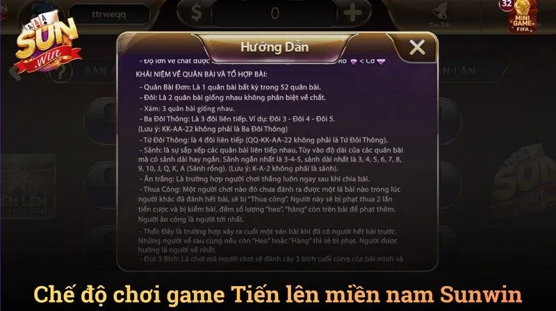 Các chế độ chơi linh hoạt tại Tiến lên miền nam Sunwin