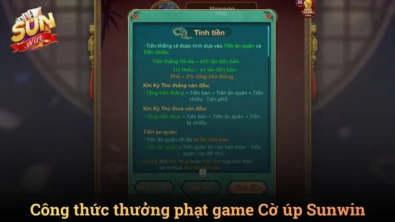 Công thức thưởng phạt trong game Cờ úp Sunwin