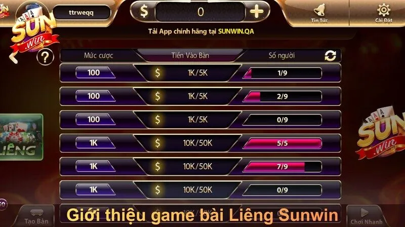 Giới thiệu về luật chơi Liêng Sunwin chi tiết