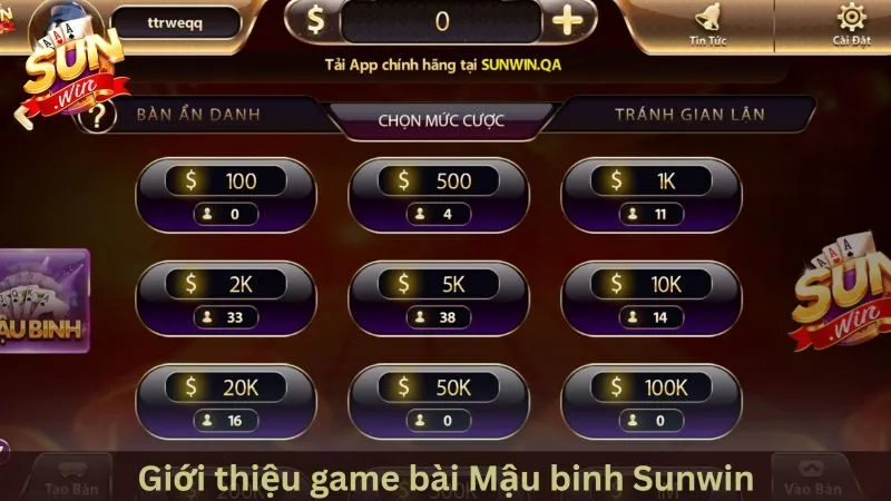 Luật chơi cơ bản và các thuật ngữ trong Mậu binh Sunwin