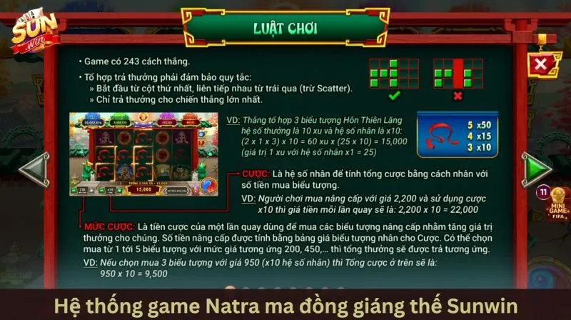 Hệ thống hũ thưởng Natra ma đồng giáng thế Sunwin khủng