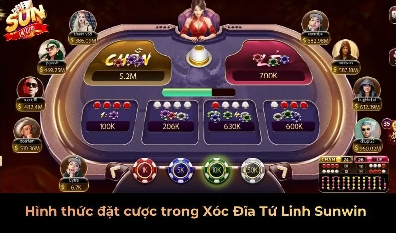 Hình thức đặt cược trong Xóc Đĩa Tứ Linh Sunwin