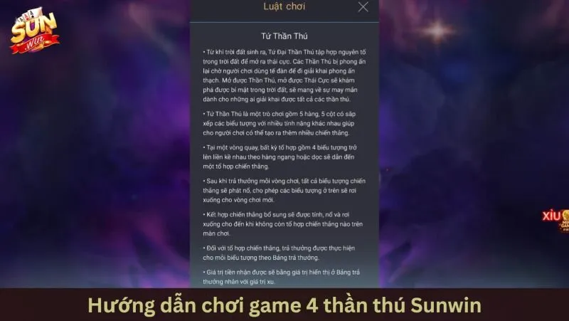 Cốt truyện thần thoại và bối cảnh game 4 thần thú Sunwin