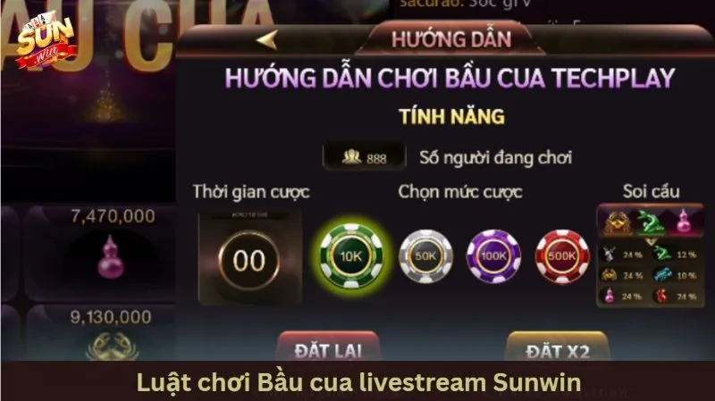 Luật chơi và cơ chế trả thưởng bầu cua livestream Sunwin