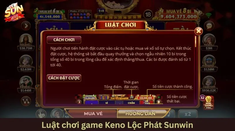 Luật chơi chính của Keno lộc phát Sunwin