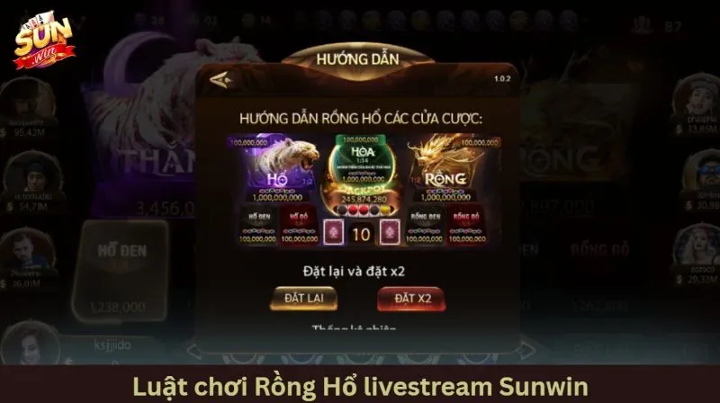 Luật chơi rồng hồ livestream Sunwin và cách tính điểm