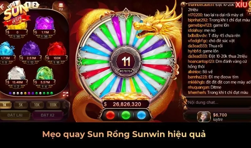 Mẹo quay Sun Rồng Sunwin hiệu quả