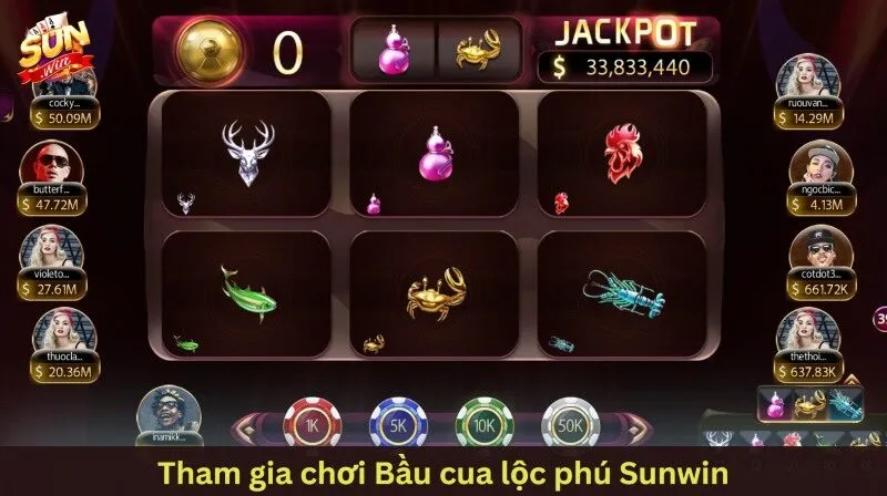 Hướng dẫn các bước tham gia Bầu Cua Lộc Phú Sunwin