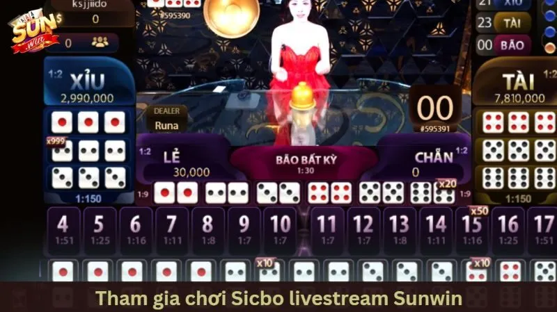 Tỷ lệ trả thưởng của từng cửa cược Sicbo livestream Sunwin