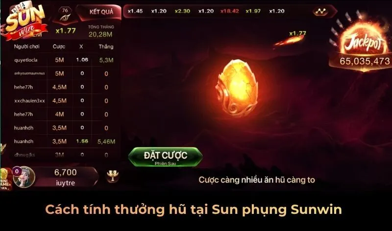 Cách tính thưởng hũ tại Sun phụng Sunwin