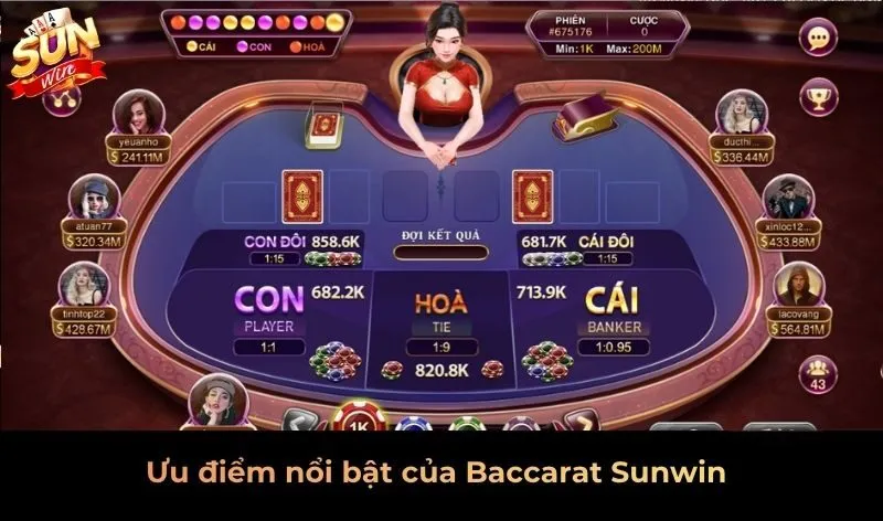 Ưu điểm nổi bật của Baccarat Sunwin